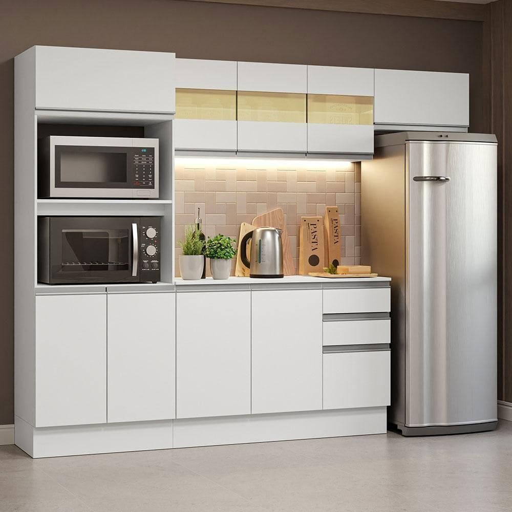 Armário De Cozinha Completa 100% Mdf 250cm Branco