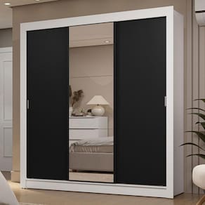 Guarda-roupa Casal 3 Portas Correr Espelho 2 Gavetas