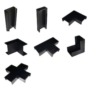 Acabamento Canaleta Preta 20x10mm Cotovelo Joelho Curva