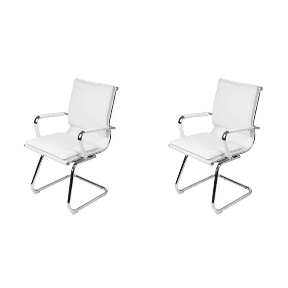 Kit 2 Cadeiras para Escritorio Interlocutor Italiano Estofada em Sintético 3304 Branco