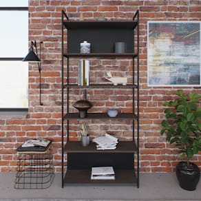 Estante com 6 Prateleiras 186x80x33cm com Fundo Yon Terracota/Preto