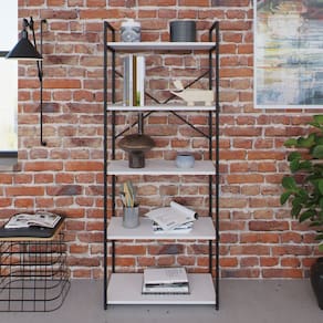 Estante com 5 Prateleiras 152cm X 60cm X 33cm Yon Branco /Preta