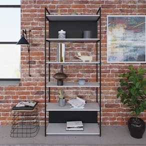 Estante com 6 Prateleiras 186cm X 80cm X 33cm com Fundo Yon Branco/Preto