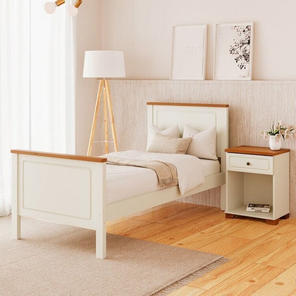 Conjunto Dormitório 1 Cama Solteiro 1 Mesa de Cabeceira Ananda CabeCasa MadeiraMadeira Imbuia/Offwhite