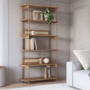 Estante 180 Cm 6 Prateleiras Palhinha Pé Metal Hanover/Dourado