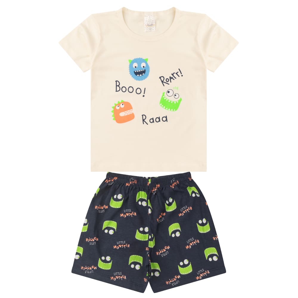Pijama Infantil Menino Verão em Meia Malha Estampado