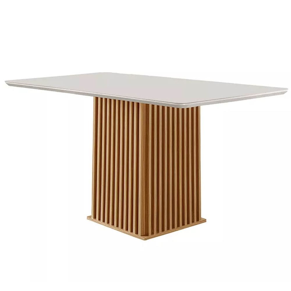 Mesa Riviera 120x80 COM Vidro LJ Móveis Cor Cinamomo Off White