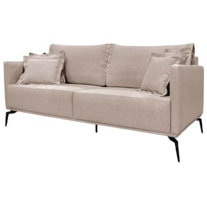 Sofa Sala De Estar Liv 2 Lugares Pes Aço Linho 232 Areia Ezz