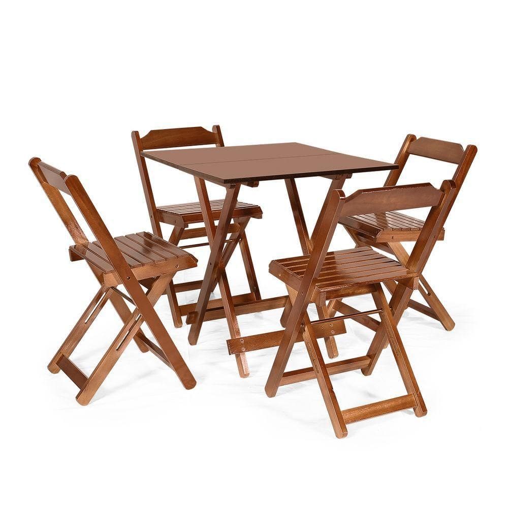 Jogos Conjuntos Mesa Bar Dobrável Madeira 70 X 70 Com 4 Cad. Imbuia - M.b Móveis