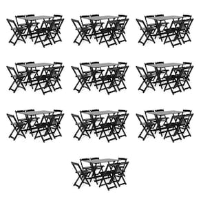 Kit 10 Conjuntos Dobráveis 120 X 70 Com 6 Cadeiras Preto - M. B Móveis