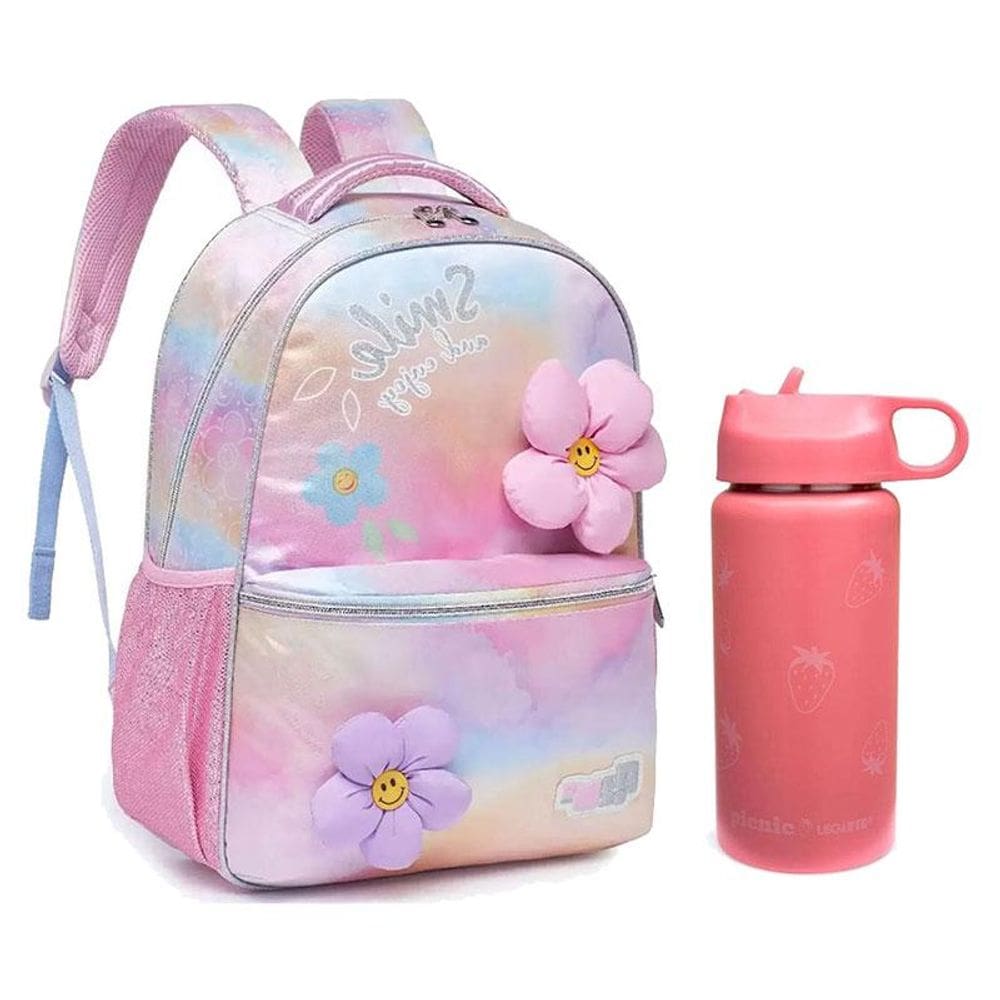 Kit Mochila Escolar Infantil Pack Me Daisy e Garrafa de Água 97827 500ml Rosa - Pacific
