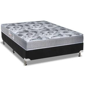 Cama Box Casal: Colchão Anatômico Ortobom D28/EP Fort Tech ISO 60 + Base CRC Suede Black(138x188)