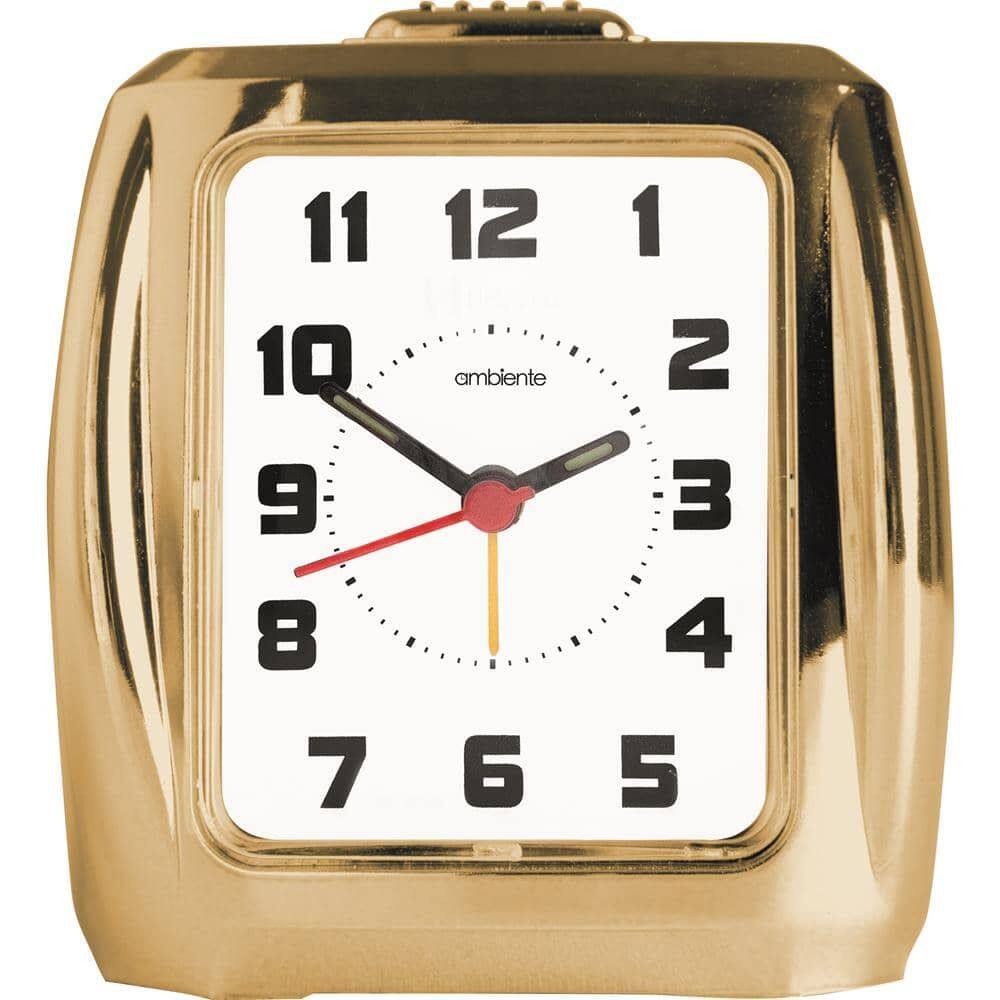 Despertador Quartz Ambiente Ref: 1602-029 Dourado Retangular