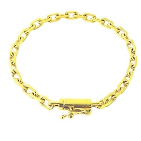 Pulseira Banhado Ouro 18k Cadeado Curto Fecho Gaveta 20CM - 5MM