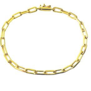 Pulseira Banhado Ouro 18k Cadeado Longo Fecho Gaveta 20CM - 4MM