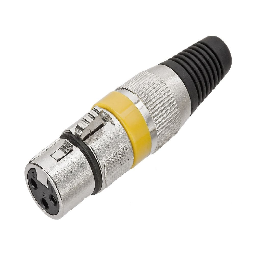 Kit 5 Plugs XLR Cannon Fêmea Profissional Amarelo