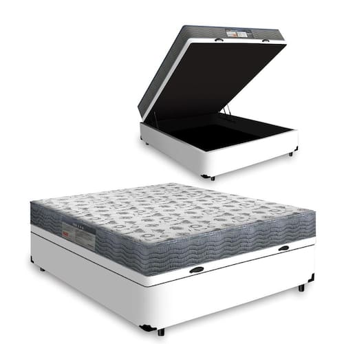 imagem-Cama Box Com Baú Casal + Colchão D33 - Ortobom - ISO 100 138x188x60cm - Branco