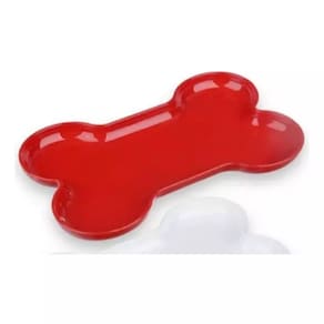 Bandeja e Petisqueira Formato Osso Vermelho (Ideal Para Decoração e Festa) 3 peças