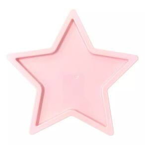 Bandeja e Petisqueira Plástica Formato Estrela Rosa (Ideal Para Decoração e Festa) 3 peças