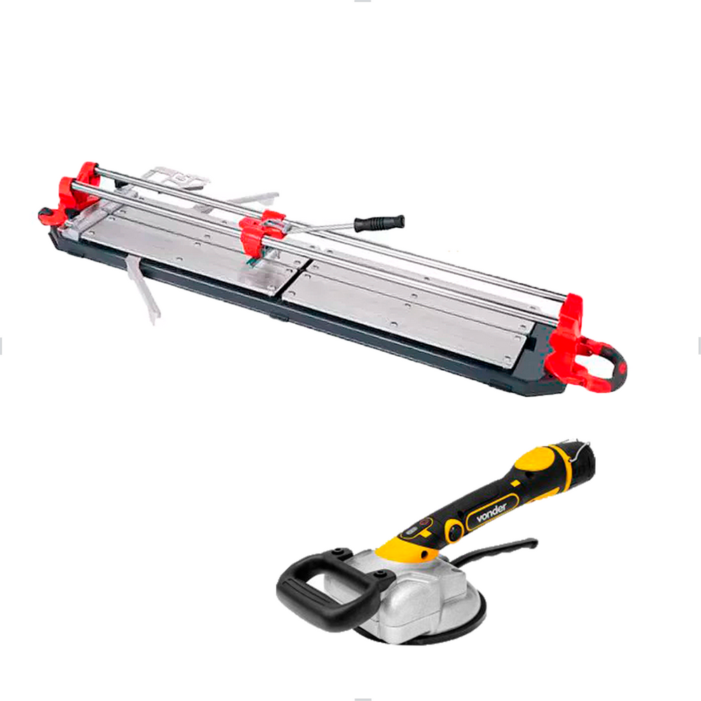 Cortador de Piso e Porcelanato 125cm Mega 125 Cortag+Máquina de Assentar Piso Vonder