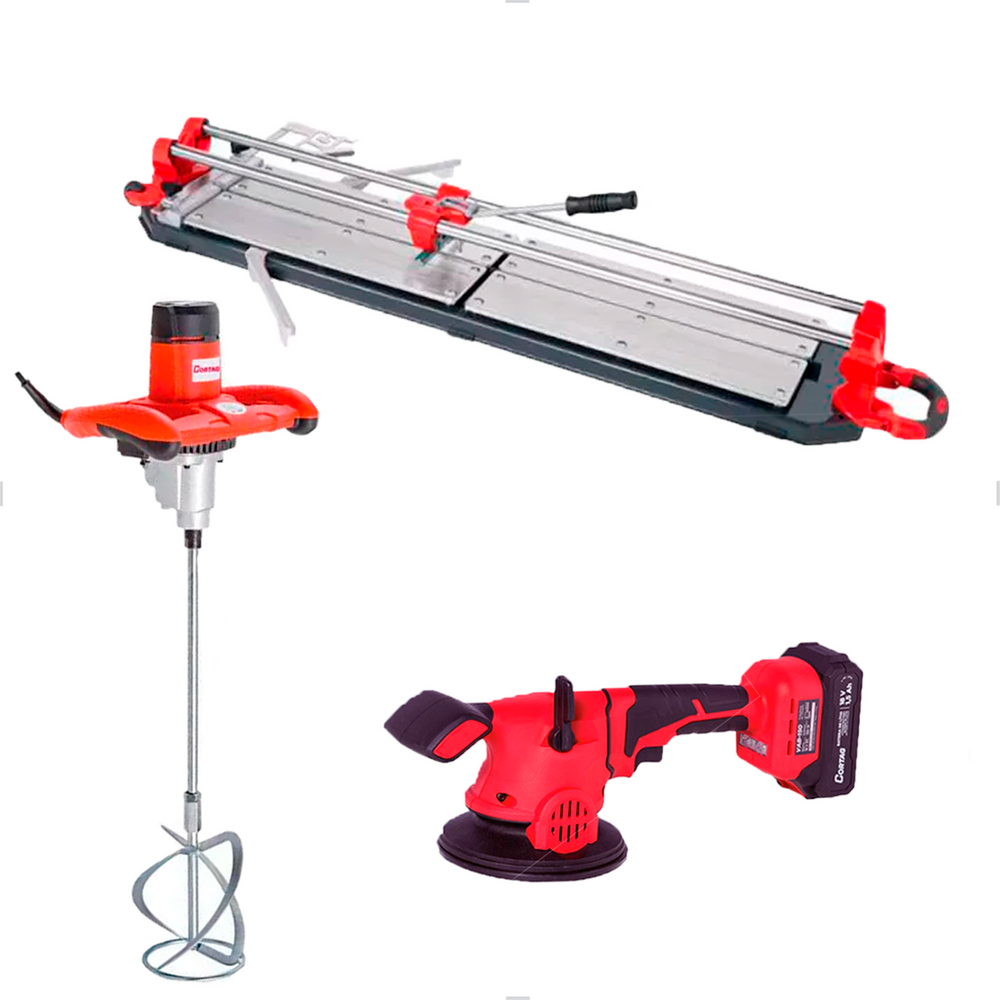 Cortador de Piso 125cm+Misturador Elétrico+Máquina de Assentar Piso Cortag