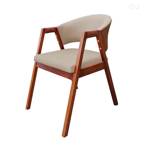 Cadeira de Jantar em Madeira Castanho Ravena Suede Bege Monte Rey CCS