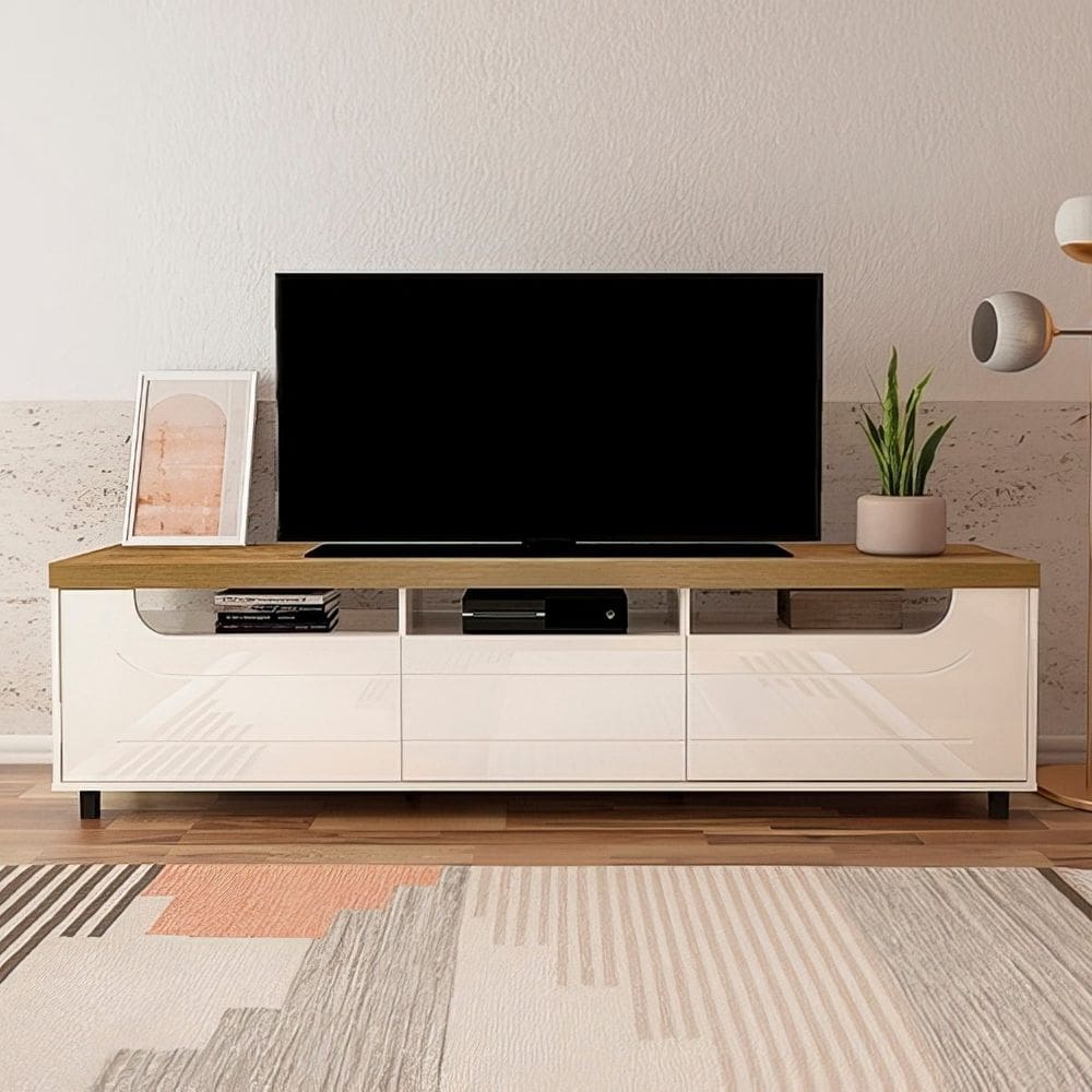 Rack Para Tv 75” 3 Nichos 2 Portas Mercury