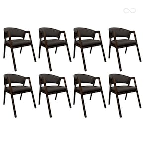 Kit 8 Cadeiras Poltronas Estofada Ravena em Madeira Capuccino Monte Rey Marrom Café CCS