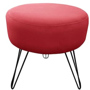 Puff Decorativos Sala Quarto Tunísia Veludo Vermelho E Preto