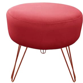 Puff Decorativos Sala Quarto Tunísia Veludo Vermelho E Bronze