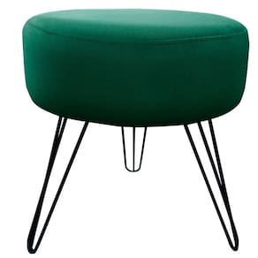 Puff Decorativos Sala Quarto Tunísia Veludo Verde Base Preta Verde E Preto