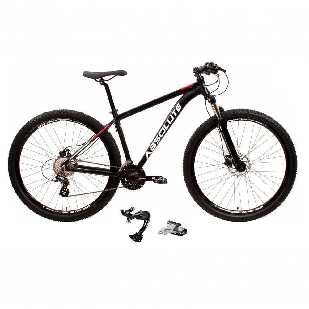 Bicicleta Aro 29 Absolute Nero 4 Câmbio Shimano Alívio E Altus 27v Freio Hidráulico Garfo Trava - Preto/vermelho Tam.23
