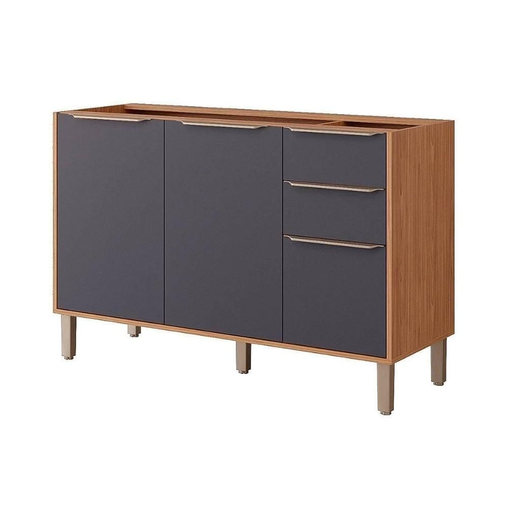 Balcão De Cozinha Esplêndida 3 Portas E 2 Gavetas S/tampo 120cm Freijo/titanium - Mgm