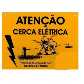 Placa De Aviso \`\`cuidado Cerca Elétrica\`\` Zebu