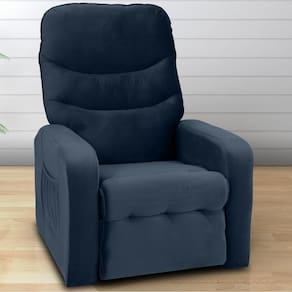 Poltrona Reclinável Para Sala Parga Veludo Azul