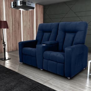 Poltrona 2 Lugares Reclinável Lara Veludo Light Azul