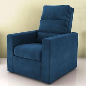 Poltrona Reclinável Do Papai Taty Veludo Azul