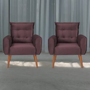 Conjunto De Poltronas Decorativas Lily Veludo Rose