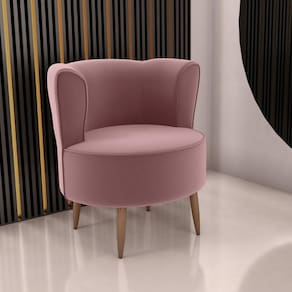 Poltrona Para Sala De Recepção Ceará Veludo Rose