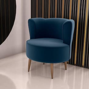 Poltrona Para Sala De Recepção Bela Veludo Azul