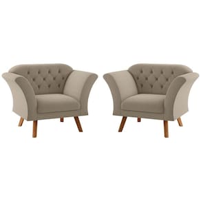 Conjunto Poltrona Decorativa Roseira Inca Castor
