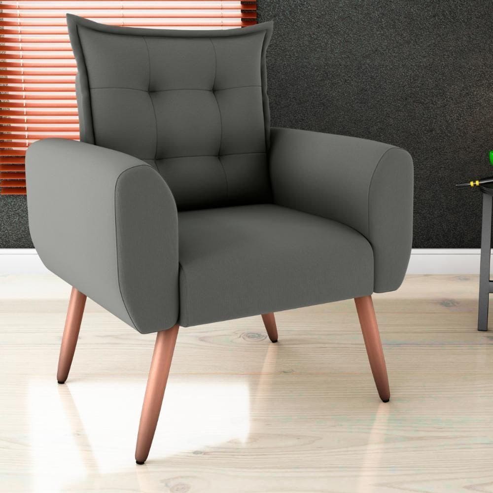 Poltrona Decorativa Vera Suede Cinza