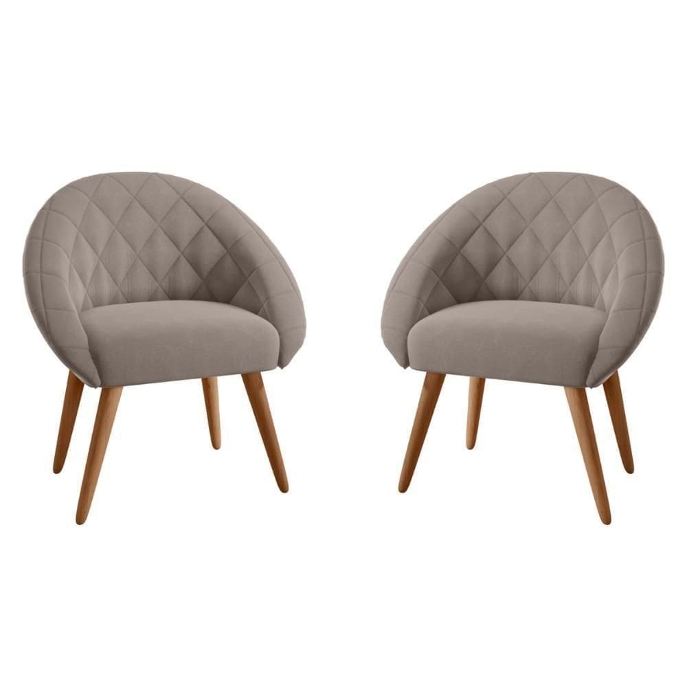 Conjunto Poltrona Para Sala De Recepção Celina Inca Sépia