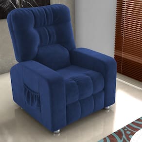 Poltrona Reclinável Almofada Derby Veludo Azul