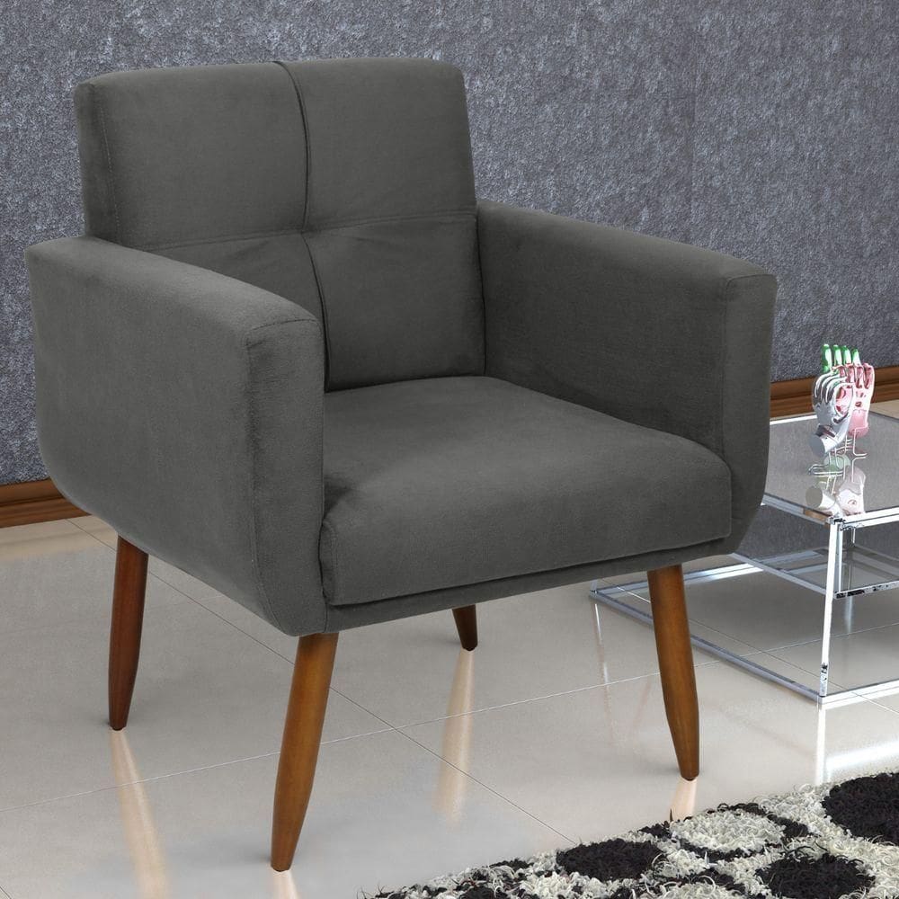 Poltrona Decorativa Itaqui Suede Cinza