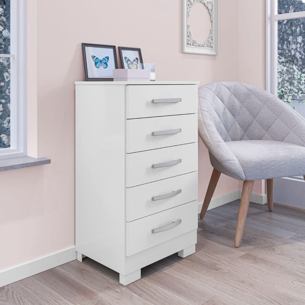 Cômoda Com 5 Gavetas Areal Branco