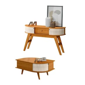 Mesa De Centro E Aparador Toronto Cinamomo Off White