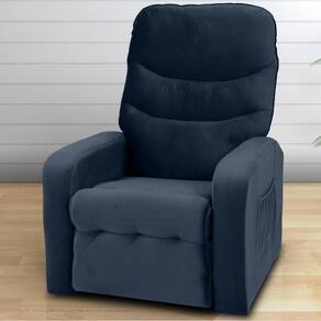 Poltrona Reclinável Para Sala Egito Veludo Azul