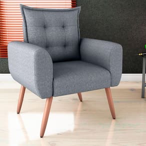 Poltrona Decorativa Para Sala Arcos Linho Cinza Saturno