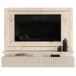Home Frisado Para Tvs 75"com 2 Led Roma Calacata Off White